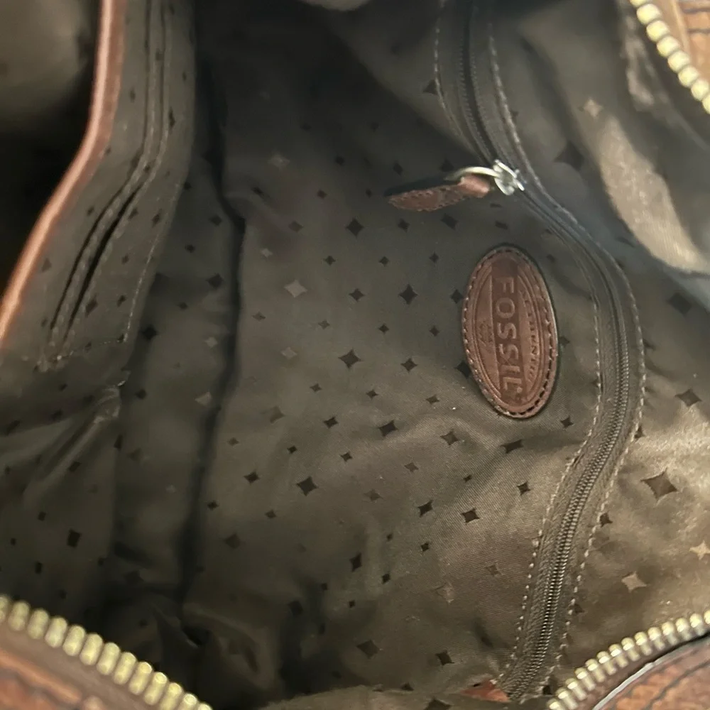 Fossil Brown Leather Satchel with Removable Strap - Picture 8 of 8